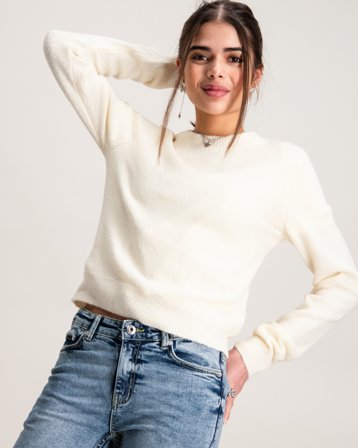 LMTD NLFLODET LS SHORT S KNIT Blanc Pulls Fille - Kids Brand Store