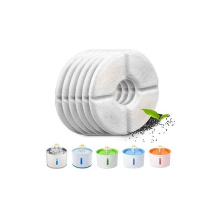 Pakke med automatiske kattefontænefiltre med harpiks og aktivt kul, udskiftningsvandfilter til katte og hunde (rund)