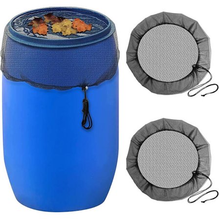 2 stk. regntønne nett, 95 cm regntønne beskyttelsesnett med snøring, beskyttelse mot blader, mygg