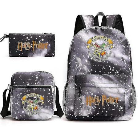 Barnens Harry Potter Tredelad Skolväska Tryckt Stor Kapacitet Utomhusryggsäck #1 star black