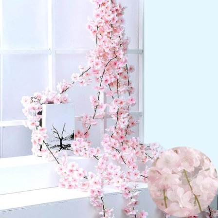 3 stk. 180 cm Kunstige Kirsebærblomst Girlander Dekoration, Kirsebærblomst Girlander Kunstig Blomst Vine Girlander til Have Balkon Dekoration