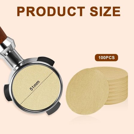 100 ark x 51 mm runde kaffefilterpapir, miniature filterpapir udskiftninger, egnet til espressomaskiner og mokkakander