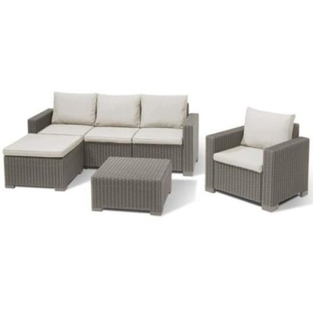 Havemøbler - i vævet rattan imiteret harpiks - Allibert fra KETER - 5 personer - MOOREA - Cappuccino