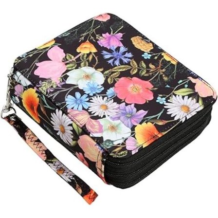 Kannettava värillinen painokuvio Morning glory ja Daisy Penaali 72 paikkaa Kynälaukku Järjestäjä vetoketjulla akvarellikynille