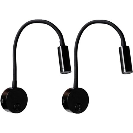 2 kpl LED-seinälukulamput, musta, pöytälamppu lämmin valkoinen