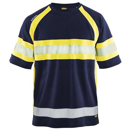 Blåkläder 333710518933XL T-shirt marinblå/varselgul, UV-skyddad Stl XL, Arbetskläder