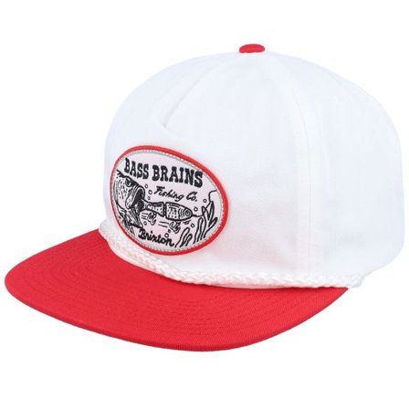 Brixton - Vit snapback Keps - Bass Brains Swim High Profile White/Red Snapback @ Hatstore