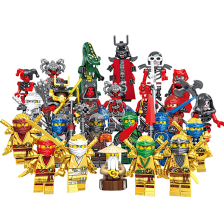 En række ninja-serier samlede byggeklodser 16 32 tegneseriefigurer ornamenter (24)