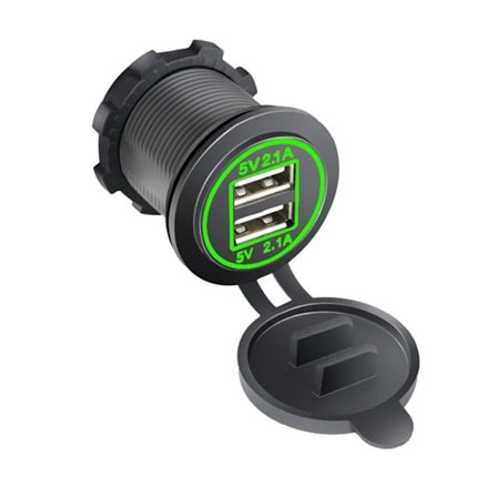 Dobbelt USB-udtag USB-strømudtag Opladningsstikudtag med vandtætte hætter