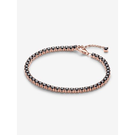 Pandora - Musta kimalteleva tennisrannekoru - 14k ruusukullattu