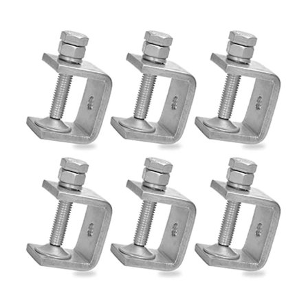 6 st 1 tum rostfritt stål liten C-klämma för träbearbetning, kraftig metall U mini bordsklämma