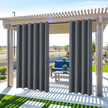 Udendørs Vandtætte Gardiner med Øjer - 132x244cm - Mørkegrå - Pergola Terrasse Gardiner til Termisk Isolering for Have