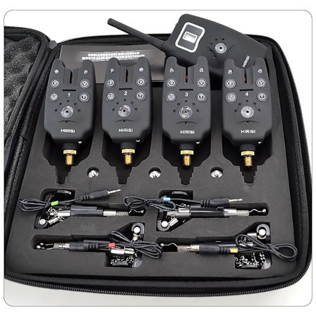 Trådløs fiskeri bid alarm 1+4 sæt med 4 stykker oplyst swinger