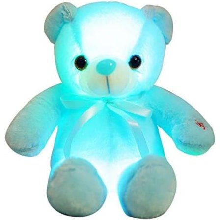 Bamse Plysdyr 7 Farver Lys Skiftende Bamse Plys Legetøj Pude LED Lysende Natlys til Børn Sover, 30cm/11.8" Bamse
