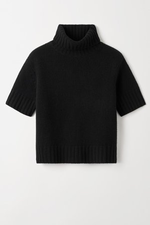 Soft Goat - Short Sleeve Turtleneck - Women cashmere sweater - M - Black