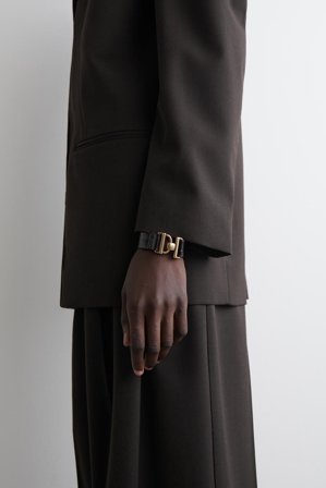 COS Women's Croc-Effect Leather Bracelet in Brown