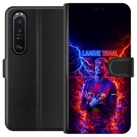 Yhteensopiva Lompakkokotelo Sony Xperia 1 III Viktor Gyökeresin muotokuva Arsenal-paita päällä, jossa intensiivinen katse ja tumma dramaattinen tausta