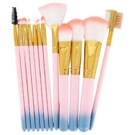 Set med 12 sminkbortstar i rosa / blått med etui