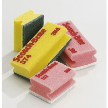 SCOTCH-BRITE Rengöringssvamp, polyester, bekvämt grepp, 70 x 95 mm, gul och grön - Lyreco - Städ och hygien - Städredskap - Svampar och skurblock