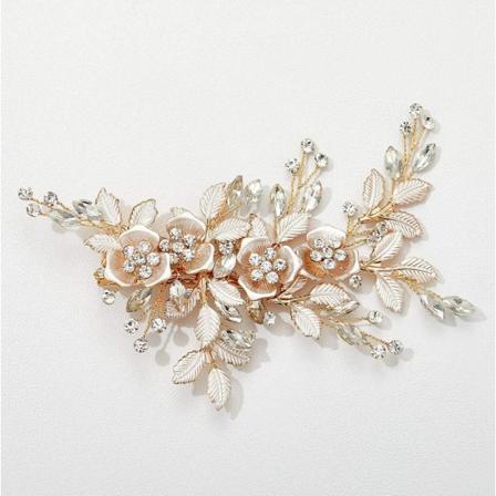 Rhinestone Bryllupsklips Sølv - Brudespenne golden white