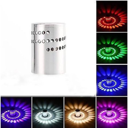 3W RGB LED Vegglampe Spiralbelysning Ganglampe Soverom Innendørs Lampe (1 stk, Syv Farger)