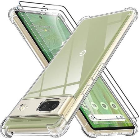 Etui til Google Pixel 7 - Forstærket beskyttelse + 2 gennemsigtige hærdede briller Transparent