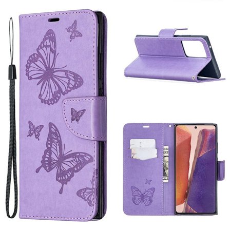 Butterfly Samsung Galaxy Note 20 Ultra Flip Etui - Lilla