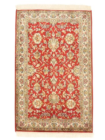 Anudada A Mano Cachemira Pura De Seda Alfombra 61X97 De Seda Naranja/Beige Pequeño