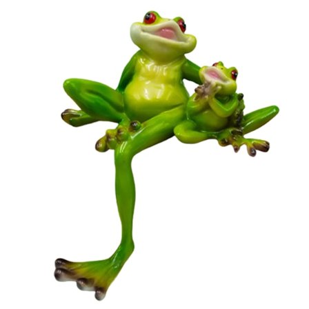 Söt mamma och bebis groda trädgårdsstatyer i harts, sittande groda figurin, utomhusdekoration för uteplats, gräsmatta, bordsskiva, hylla