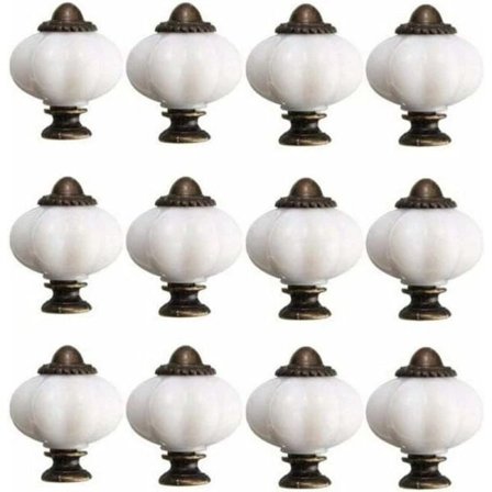12 stk. Skabsknopper 30 mm Vintage Skabsdørknopper Keramisk Dørknop med 12 Skruer Hvid Porcelænsknop til Skuffe - Perfet