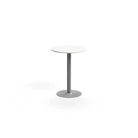 Bar table ALVA, Ø700x900 mm, floor fixed, high pressure laminate, silver/white