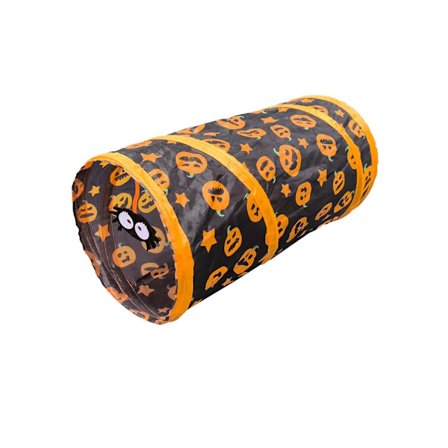 Kompakt Katte Tunnel Leke med Hengende Leke Playtube Halloween Sammenleggbar Tunnel for Innendørs Kattunger Kaniner