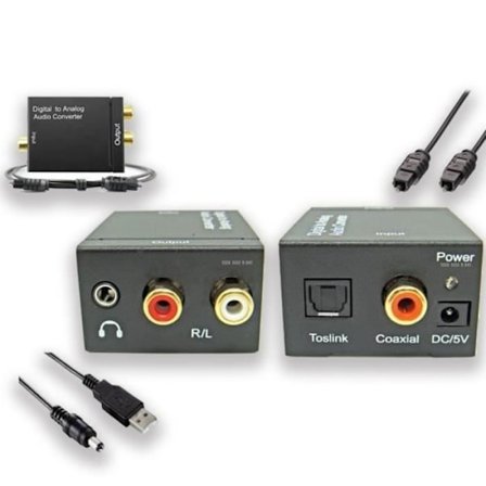 Digital Audio Converter - TD - SPDIF to Analog - RCA - 3.5 mm Jack - Black
