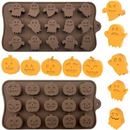 2 Pakkausa Kurpitsahantu Silikonimuotti Halloween-Suklaan ja Keksien Leivontaan, Kurpitsan ja Hantun Muotoja, DIY Käsintehty Koristelu