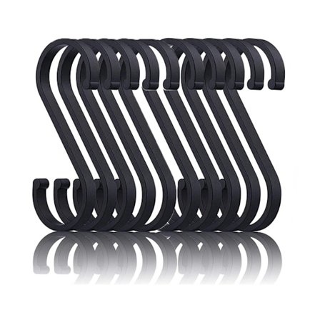 10 st S-formade krokar, hushållskök badrum hängande krok svart