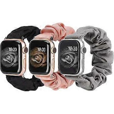 3 Pakker Kompatibel med Apple Watch Armbånd Scrunchies 38/40mm Klut Myk Mønster Trykt Stoff Armbånd (L Størrelse)