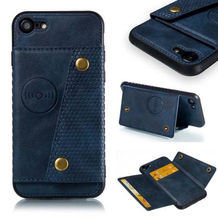 Iphone Se 2020 - Smart Stilrent Retro Skal Med Kortfack Mörkblå