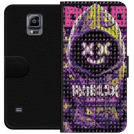 Kompatibel Tegnebogsetui til Samsung Samsung Galaxy Note 4 Roblox hætte designet med hundredvis af små Roblox-figurer, kreativt mosaikdesign i lilla