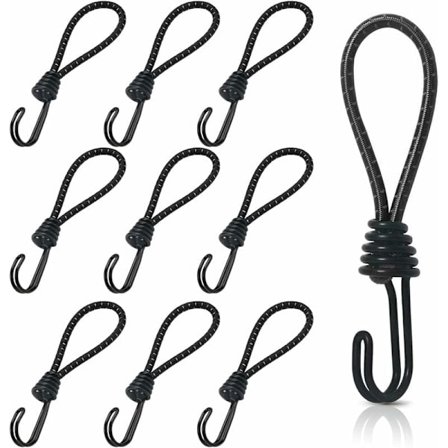 10 stk. gummistropper med spiral kroge, korte elastiske strammere, presenningsstrammere med dobbelte kroge