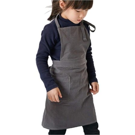 Barneforkle i bomullslin, kjøkkenforkle, arbeidsforkle (S)