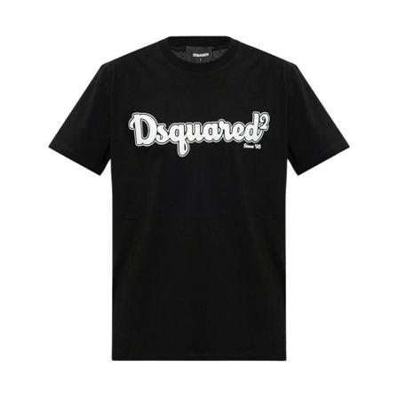 Dsquared2, T-shirt with logo Zwart, Heren, Maat:L,Katoen