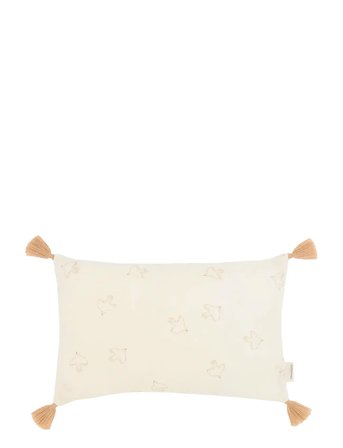 NOBODINOZ Tassel Rectangular Cushion In Washed Double Muslin Wabi-Sabi - Cream - ONE SIZE