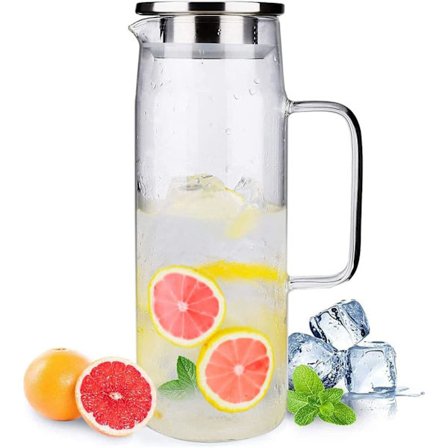 Borosilikatglas Vandkande Saftkande Karaffel med Lågborste til varmt/koldt vand iste