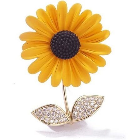 Solsikke Emblempind Rhinestone Plante Blomst Brosche Lapel Pin Lapel Sjal Tøj Tilbehør Gave Smykker til Kvinder Piger