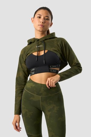ICANIWILL - Ultimate Training Cropped Hoodie Green Camo - Dames - sportkleding van ICIW