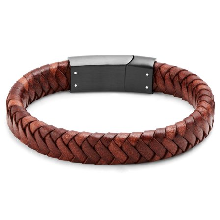 Brown Braided Leather Bracelet for Men - Leather bracelets