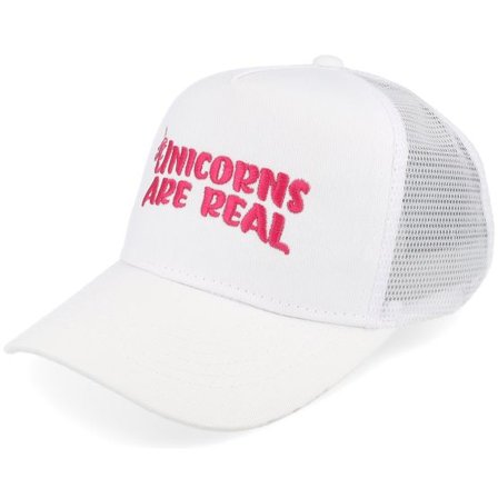 Unicorns - Vit trucker Keps - Kids Unicorns Are Real White/White A-Frame Trucker @ Hatstore
