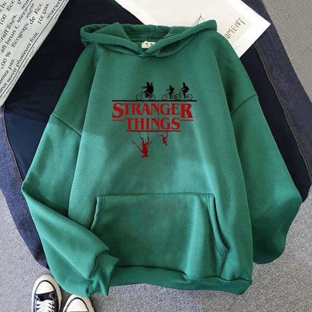 Stranger Things -huppari | Painettu collegepaita | Rento unisex-vaate faneille *XXL* Tummanvihreä Tummanvihreä XXL Tummanvihreä XXL Tummanvihreä XXL