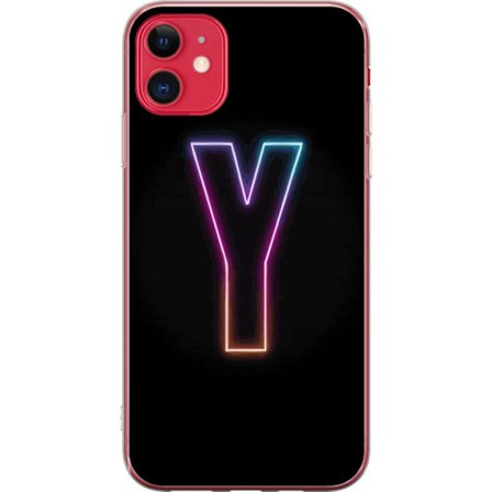 Kompatibel Mobilcover til Apple Apple iPhone 11 Minimalistisk neonbogstav Y i farveskiftende lys mod sort baggrund