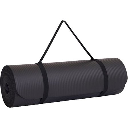 Yogamatta | Multifunktionell extra tjock skumträningsmatta | Stretching, motståndsträning och terapi – Pilates, gymutrustning Svart